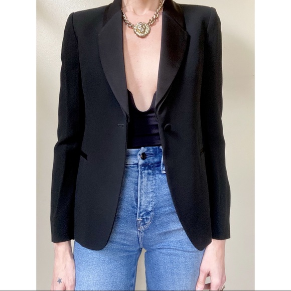 Vintage Jackets & Blazers - Vintage open back tuxedo blazer